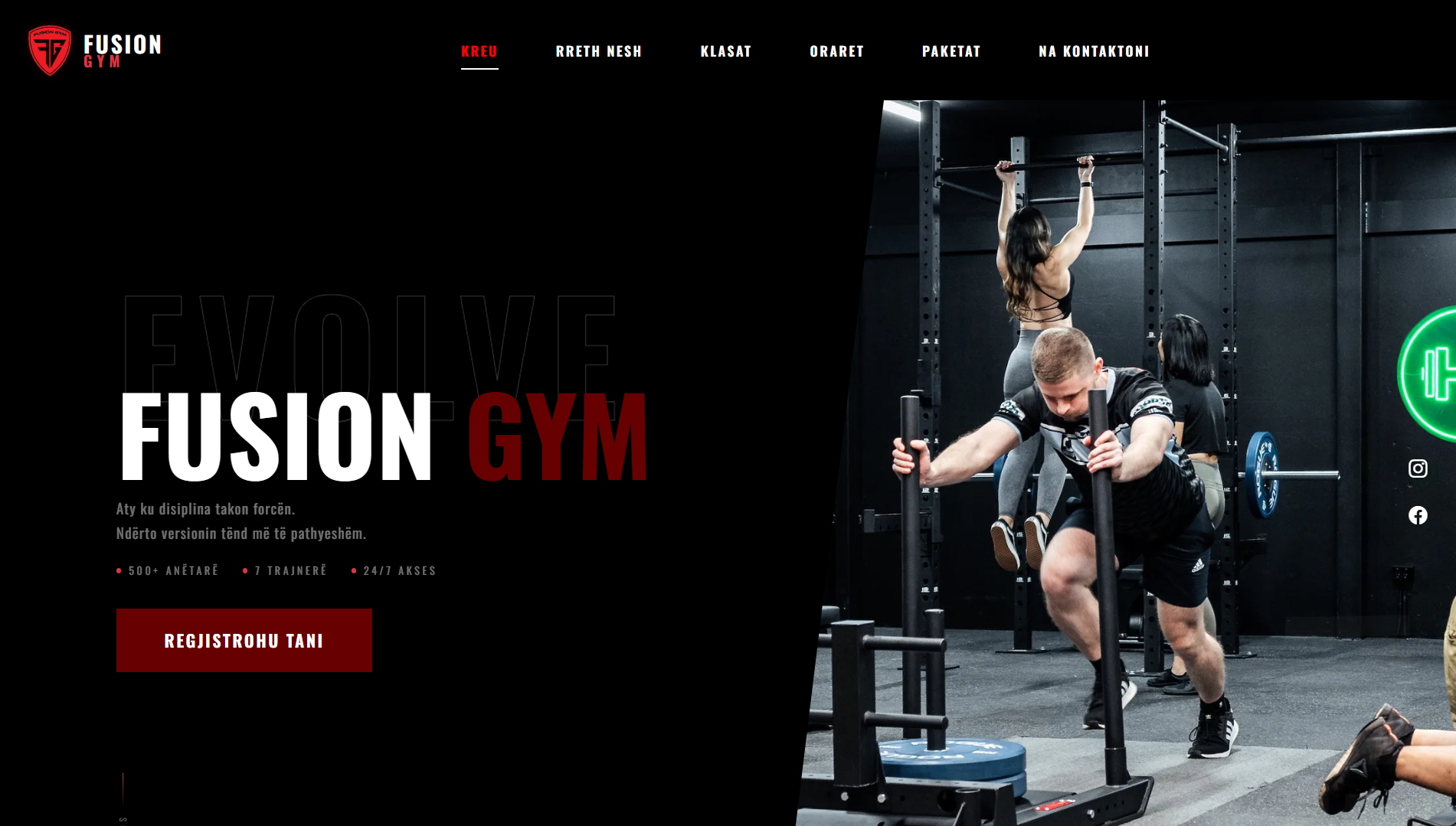 Fusion Gym homepage desktop