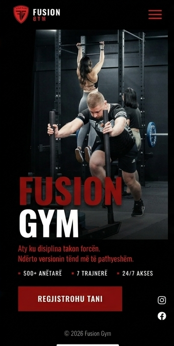 Fusion Gym homepage mobile